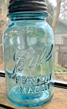 Ball Perfect  Mason Blue Canning Quart Jar # 9 With Zinc Lid