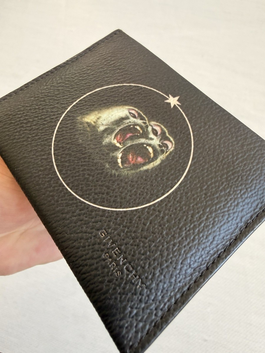 Givenchy Black Cardholder Wallet Animal Print Logo Ricardo Tisci