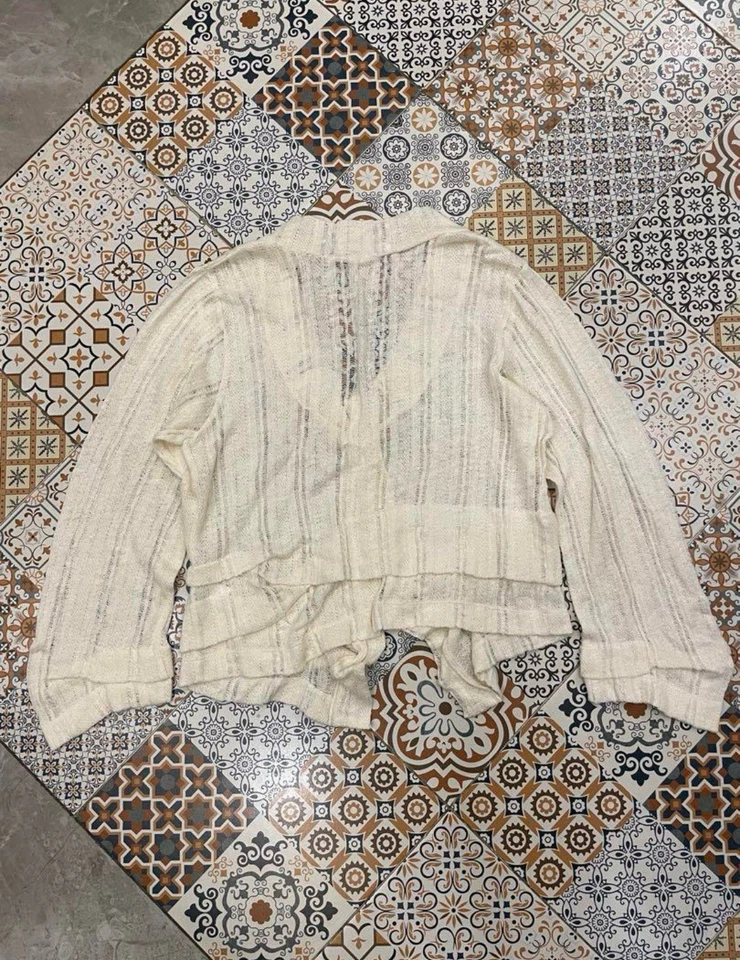 Cárdigan corto a rayas marfil 1 Y's Yohji Yamamoto talla 2 Foto 2 de 4