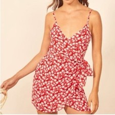 Reformation -NWOT women’s Red Floral print sleeveless Tropo Wrap mini Dress SZ S