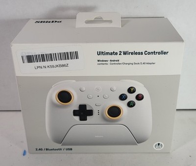 8BitDo Ultimate 2 Bluetooth Controller Hall Effects w/Charging Dock White *NEW*