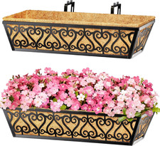 2 Pack 24 Inch Deck Railing Planter Box - Window Boxes Planters with Adjustable