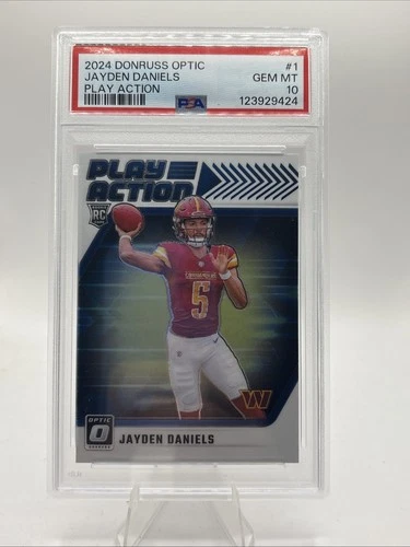 2024 Panini Donruss Optic - Play Action Jayden Daniels #1 (RC) / PSA 10 Gem Mint