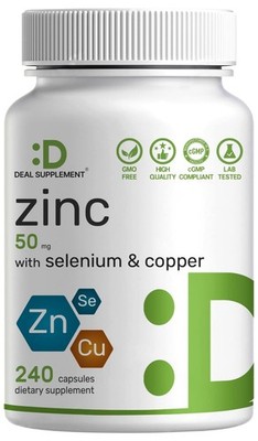 Deal Supplement Zinc 50mg with Selenium + Copper, 240 240 Count (Pack of 1) 