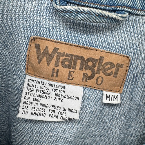 Wrangler Hero Jean Jacket Mens Medium Blue Denim Trucker Classic Vintage - Picture 2 of 7