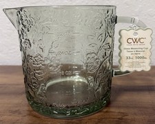CWC Cook With Color Sage Green Embossed Floral Glass Measuring Cup 33oz 4 Cups