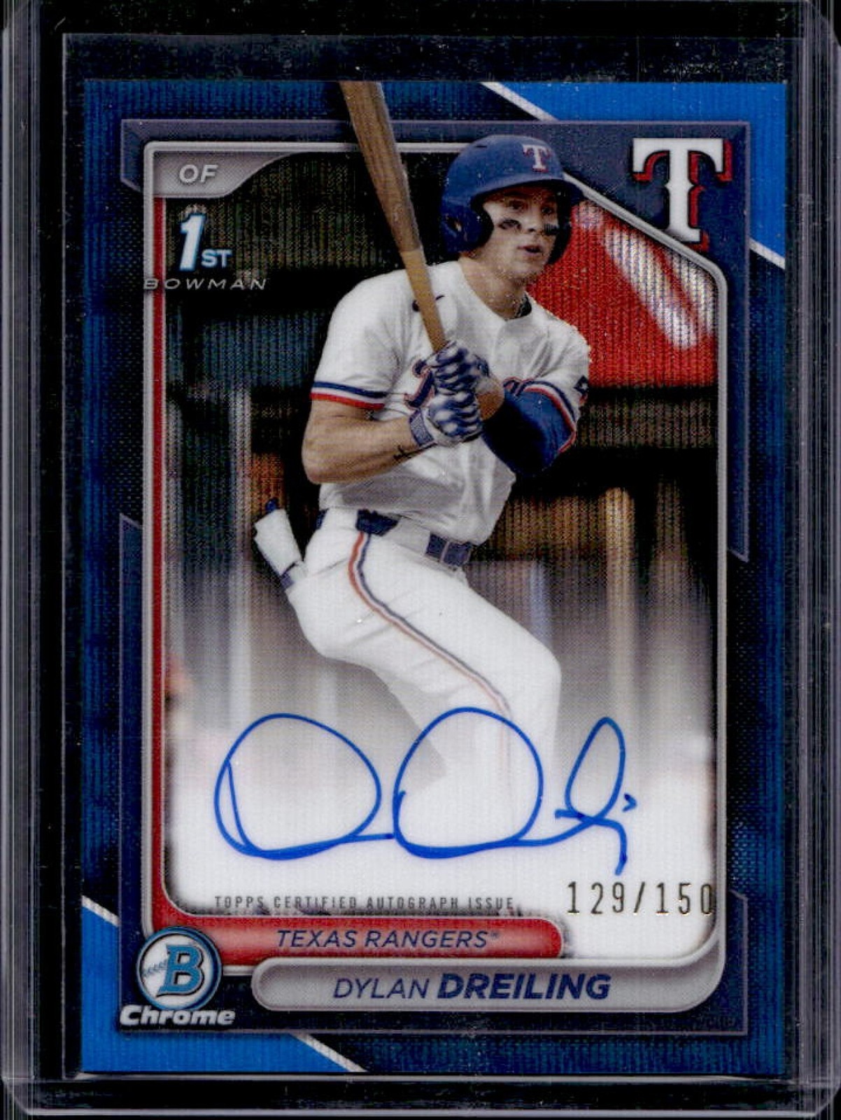 2024 Bowman Draft Dylan Dreiling Chrome Auto Blue Wave Refractor 1st #/150