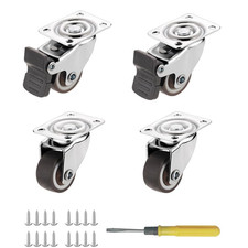 Small Caster Wheels 1 Inch Low Profile 360 Degree Swivel Casters Set of 4 Rollin