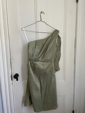 Jim Hjelm Occasions Green Satin One Shoulder Short A-Line Dress Size 12