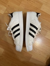 Zapatillas Adidas Superstar para mujer talla 10,5 blancas negras puntera
