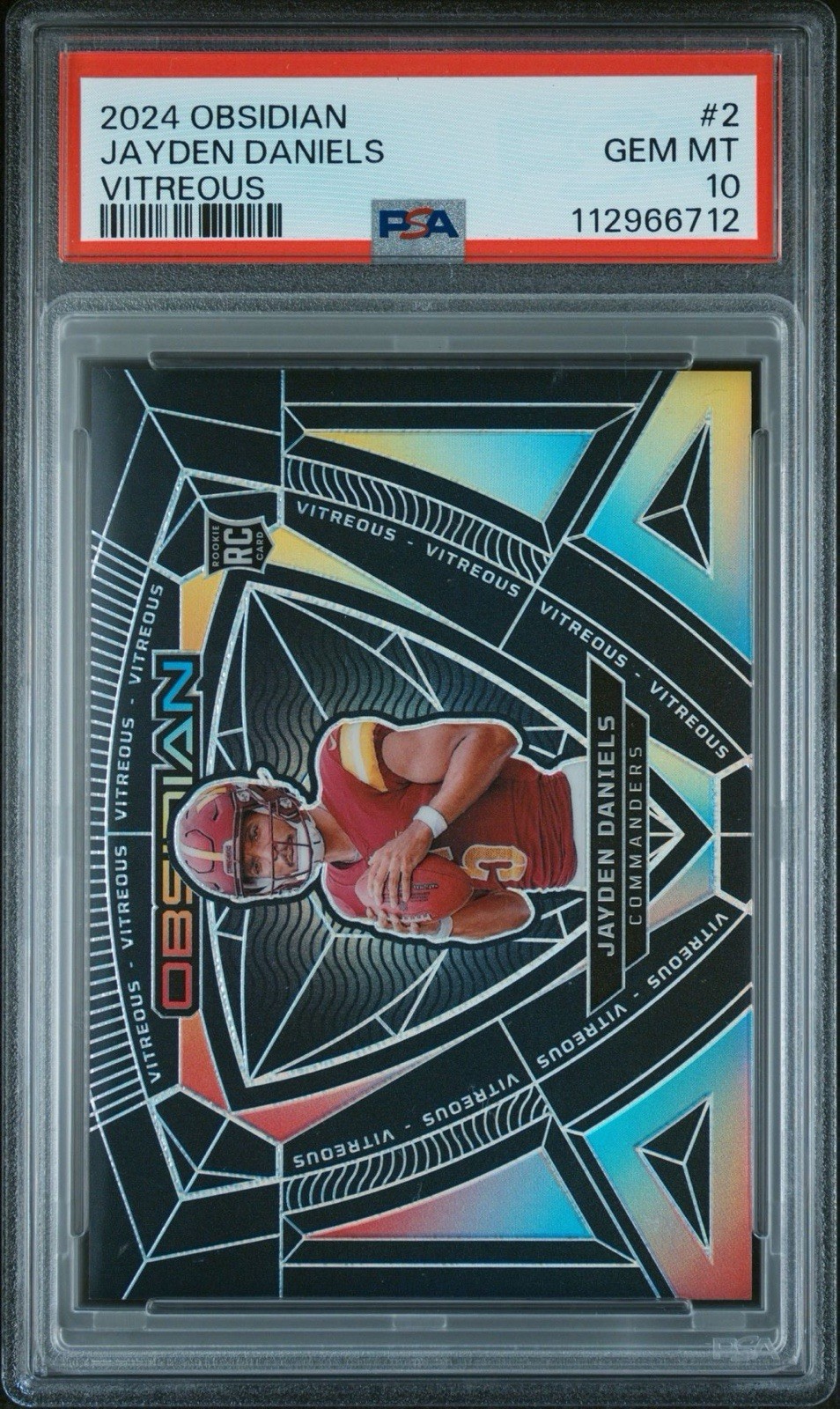 2024 Obsidian - Jayden Daniels Rookie Vitreous RC #2 Commanders PSA 10