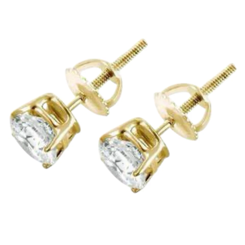 0.21 ctw Lab-Created Stud Diamond Earrings-Four Prong Basket Setting-Screw Back - Image 3 of 4