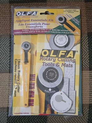 OLFA Essentials Kit #9697 - 18 mm Rotary Cutter 6×8 Mat Touch Knife Applique NEW