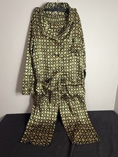 Vintage 1990s Victorias Secret Womens M Pajamas Set Pants Shirt Black Gold Satin