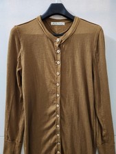 We The Free Dress Womens XL Tan Sweater Button Up Mini Waffle Texture Stretch