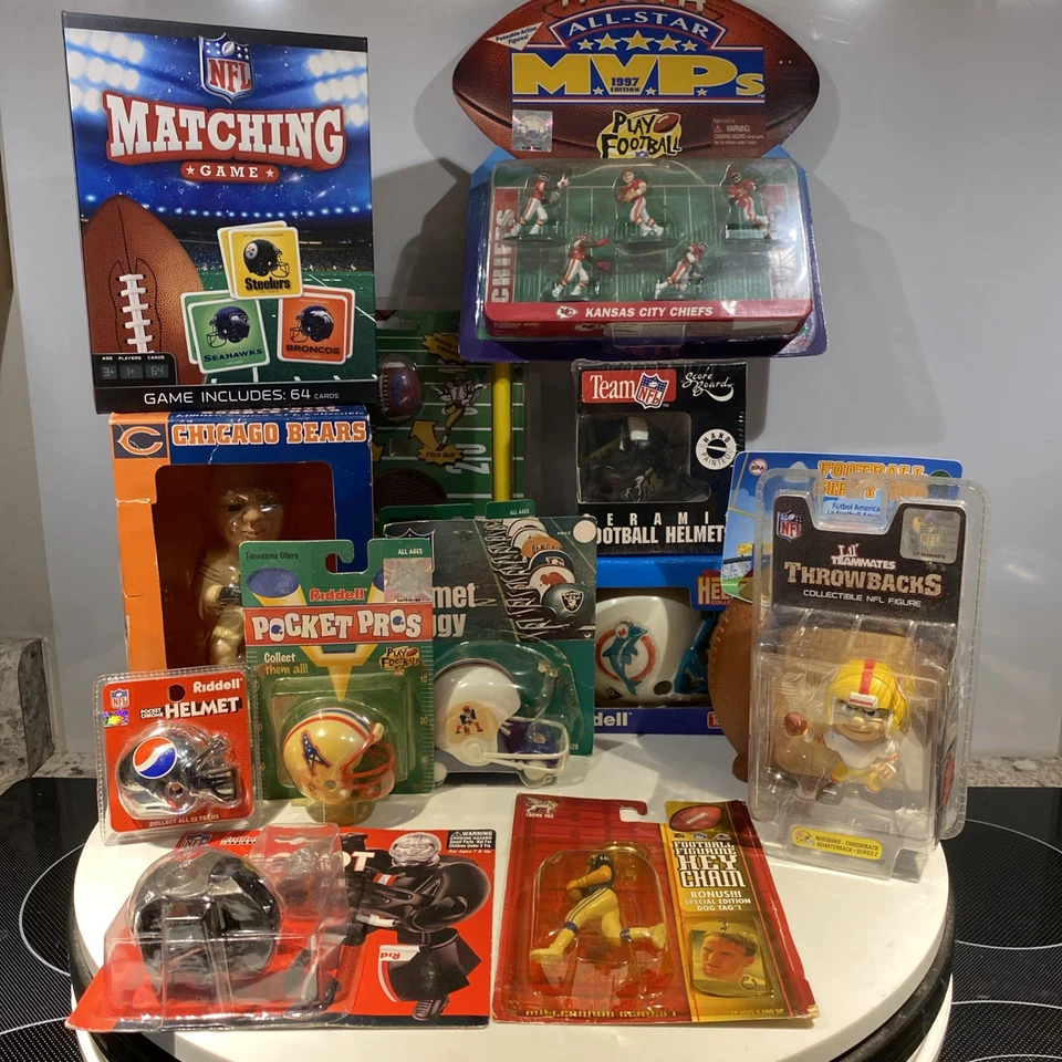 Colección completa de (14) microcascos de la NFL 1995 Riddell y artículos de la NFL nuevos Foto 2 de 4