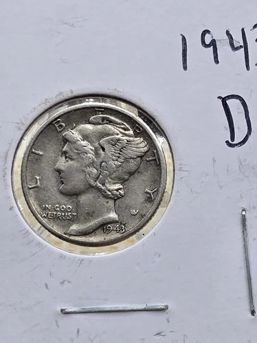 1943 D mercury dime 90% silver coin SEE PHOTOS FOR CONDITION ship Ebay Envelope