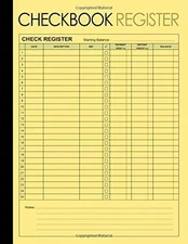 Checkbook Register: 8.5 x 11 inches large size , 125 pages , cream paper (double
