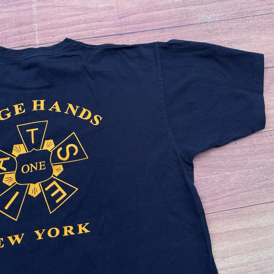 Винтажная футболка 90-х New York City Local One IATSE Labor Day синяя мужская размер XL - Изображение 4 из 4