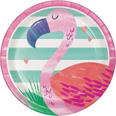 Creative Converting Sleeping Flamingo Party Plate, 7'', Multicolor