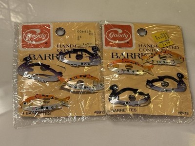 Vintage Goody Hand Painted Contour Barrettes Hair Clips 1982 #8915 Lot Of 2