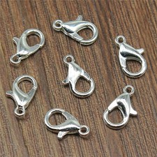 50PCS Alloy Bright Silver Tone Lobster Clasp Finding Supply 12mm GGS303-BS
