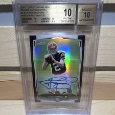 Topps 2014 Chrome Mini Johnny Manziel #169 Rookie Auto Black Ref BGS 10 14/25 