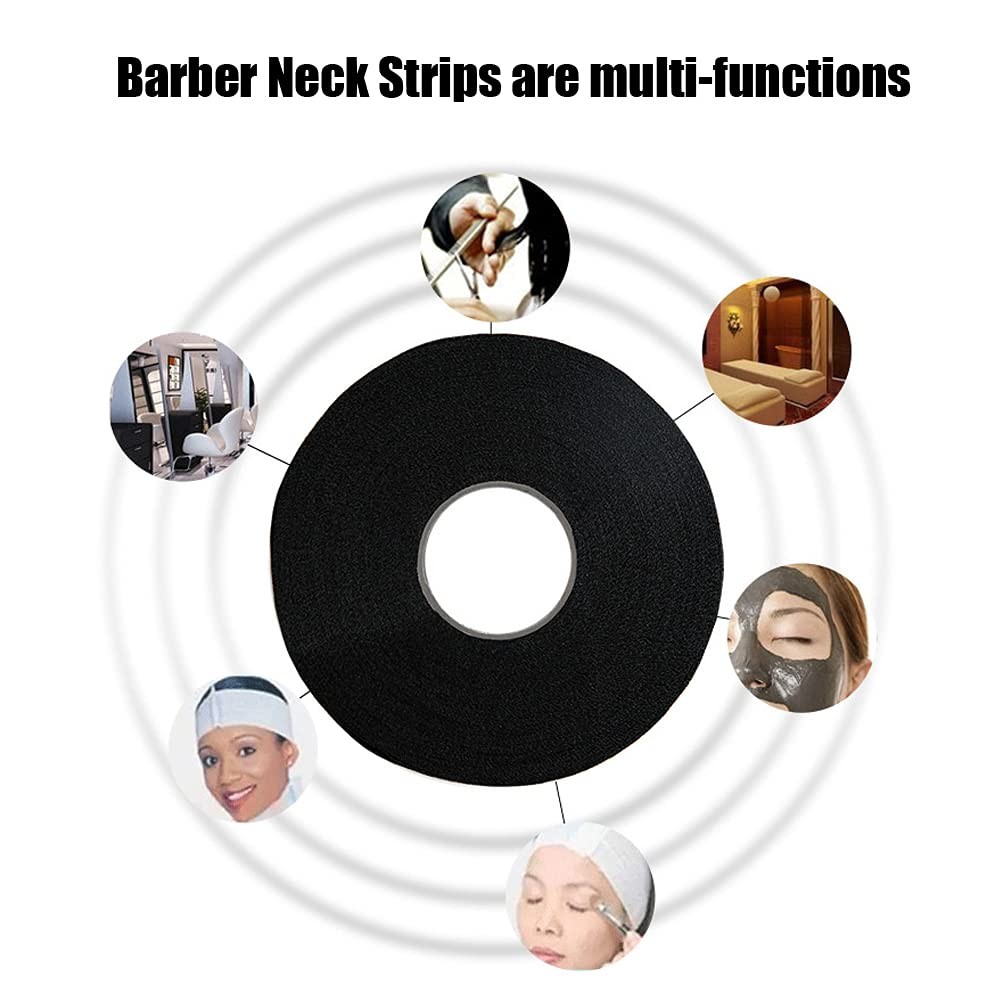2 Rolls Black Disposable Barber Neck Paper Strips Professional Hairdressing... 