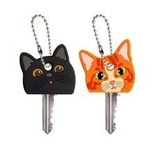Set of 2 Key Cap Covers, PVC Key Identifier, Cute Head Cover Keychain for Dis...