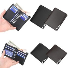 Business Ultra-Slim Mens Wallet Bifold Leather ID Credit Card Holder Short Purse