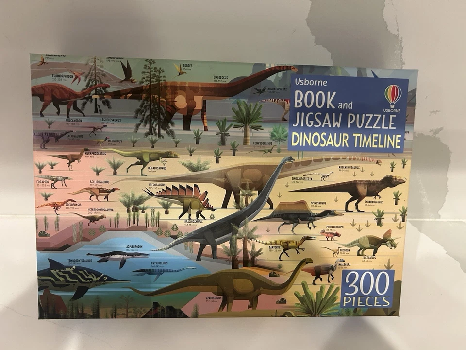 Usborne Book & Jigsaw Puzzle Dinosaur Timeline 300 Piece Jigsaw Puzzle For Kids - Image 3 of 4