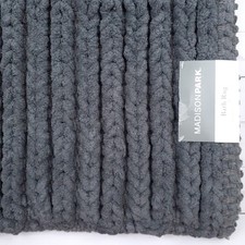 Madison Park Heavy Weight Bath Rug 24x40 in Gray Knit Cotton Blend Grip Back
