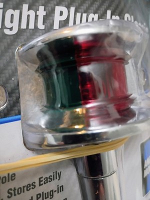 MARINE Boat Navigation Red Green BI Color 10'' Plug In Bow Light  Angled Pole 12V