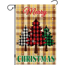 Merry Christmas Garden Flag 12x18 Double Sided, Christmas Tree Snowflake Yard...