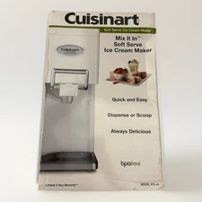 Cuisinart 1.5 Qt Ice Cream Maker Machine White Mix It In Soft Serve ICE-45 Read