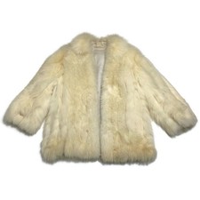 Vintage Womens Fox Fur Coat Size 11 Japan US Medium Cream Elegant Warm