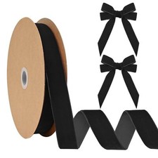 Black Velvet Ribbon 1 inch Velvet Ribbon for Gift Wrapping Weddings Hair Bow ...