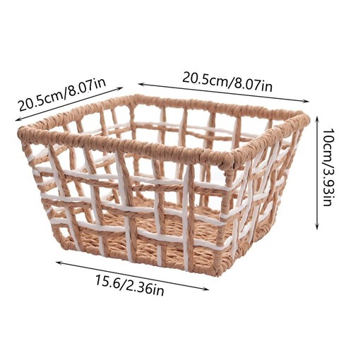 Iron Art Storage Basket Rope Weaving Pattern Organization Box Home Shop Hotel - Picture 2 of 10
