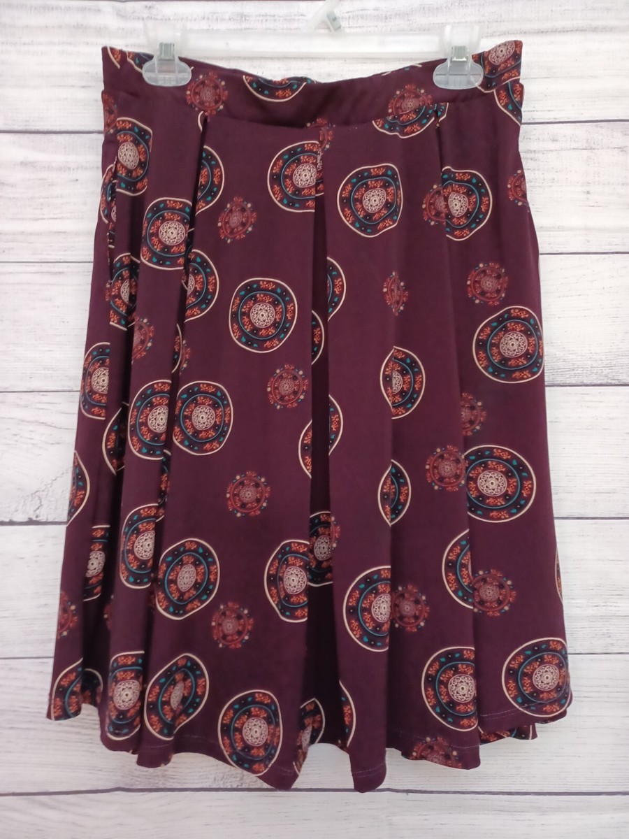 LulaRoe Flowy Burgundy Maroon Madison Midi Women's Pull On Skirt Size M Boho