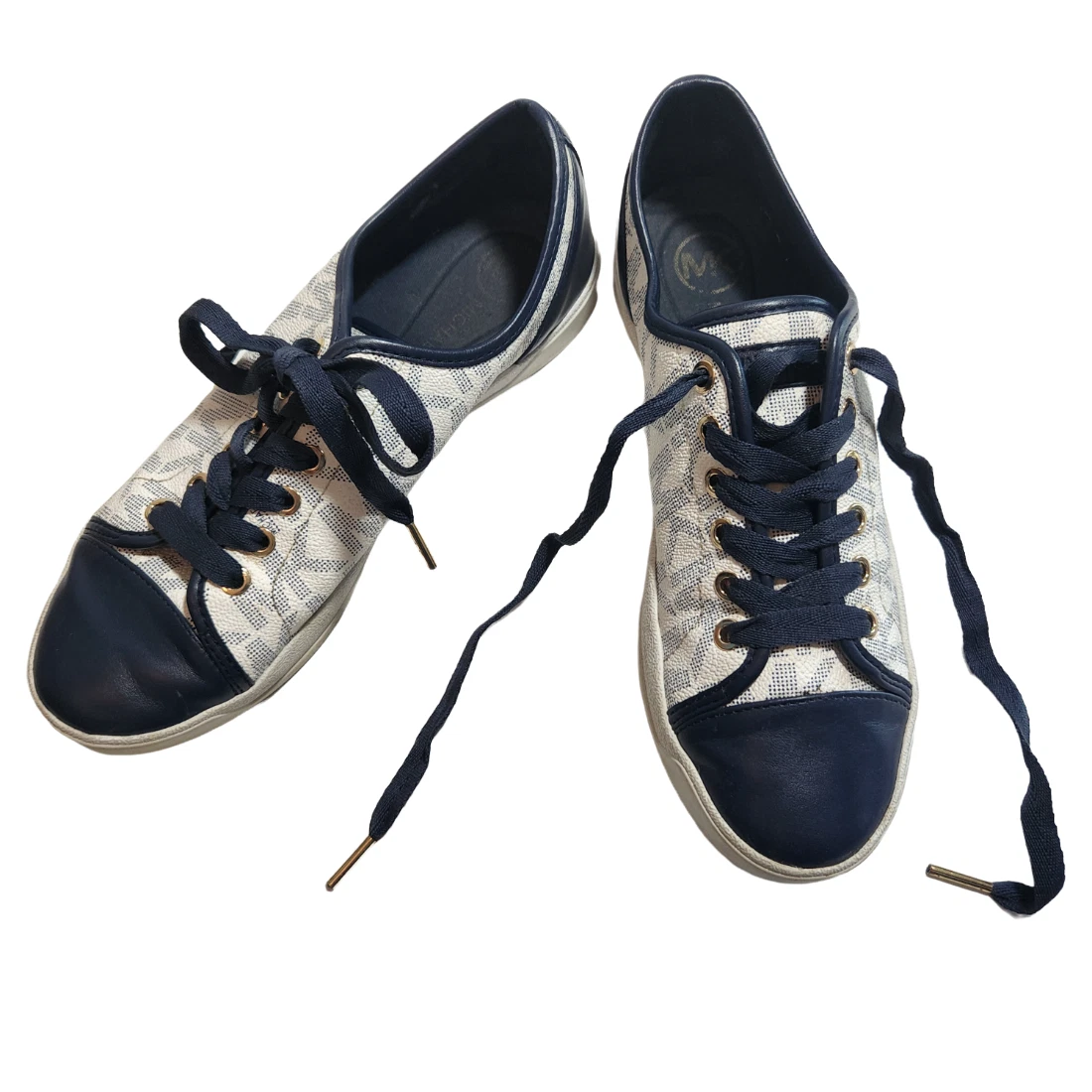 Michael Kors Low Top MK Signature Lace up Dark Blue Tennis Shoes
