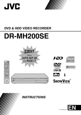 JVC DR-MH200SE DVD Recorder Owners Instruction Manual Reprint