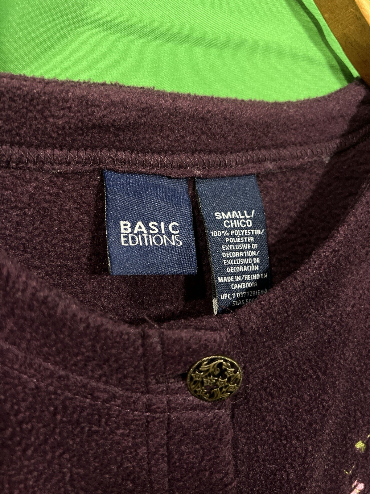 Basic Editions Solid Purple Embroidered Long Slee… - image 3