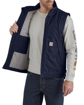 Carhartt 103387 Fire Resistant Quick Duck Vest Insulated Navy Blue