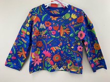 NUEVO CON ETIQUETAS Oilily Girls 116 6 Mountain Folk Animals Camisa Tortilla Azul Arco Iris