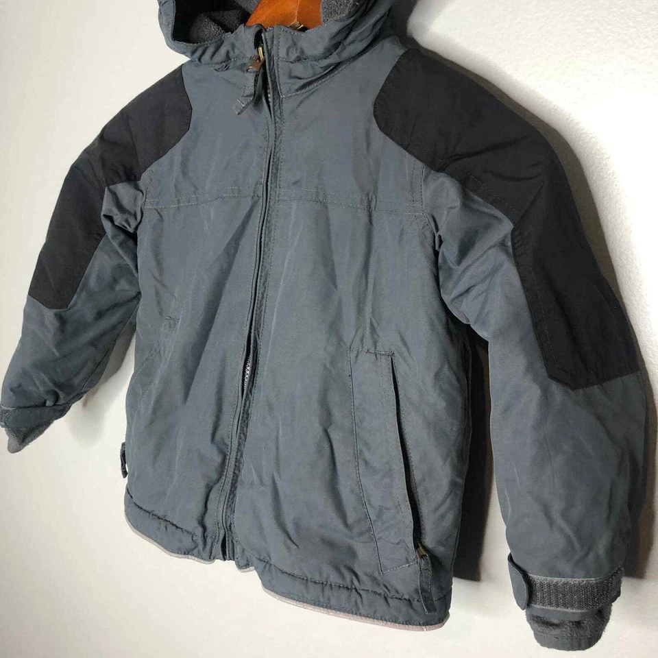 Lands End Gris Oscuro y Negro Niños Unisex Niños Nylon Cremallera Frontal Invierno Abrigo Pequeño Foto 2 de 4