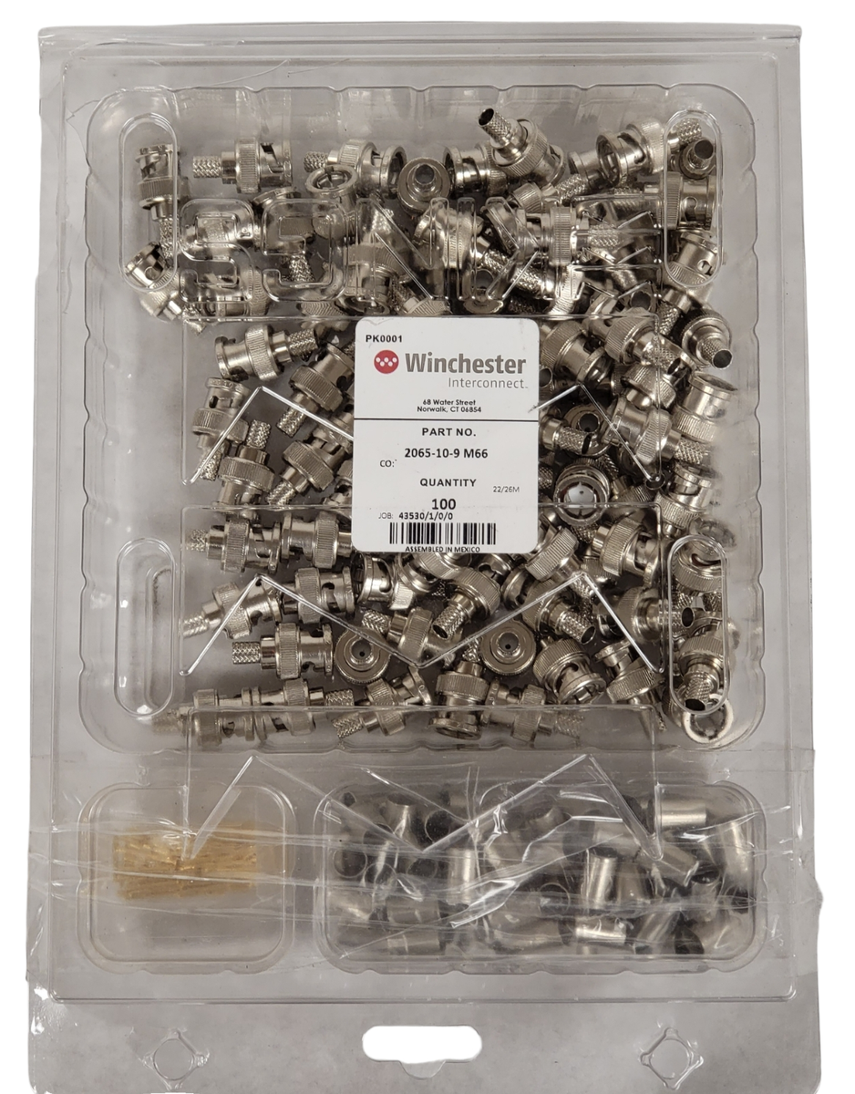 100 PACK) Winchester 2065-10-9 M66 BNC Male Crimp Connector Belden