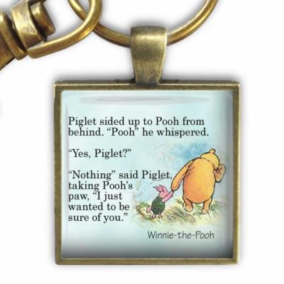 Winnie-the-Pooh Love Quote Be Sure of You Glass Top Clip On Key