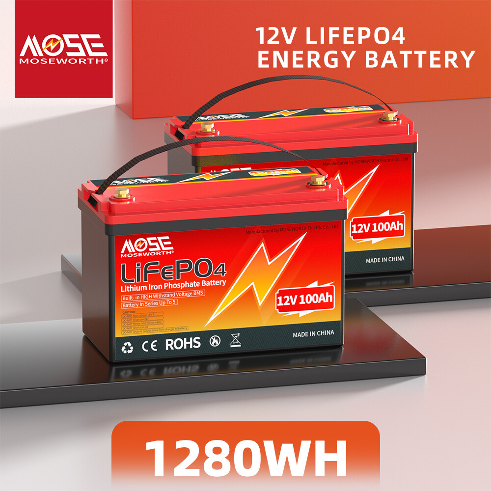 Produktbild von 2er-Pack 12V 100Ah LiFePO4-Batterie – Mit 100A BMS, A-Zellen, 4000–15000 Zyklen – Für Wohnmobil, Solar & Trolling-Motor – Inkl. 2 Ladegeräte