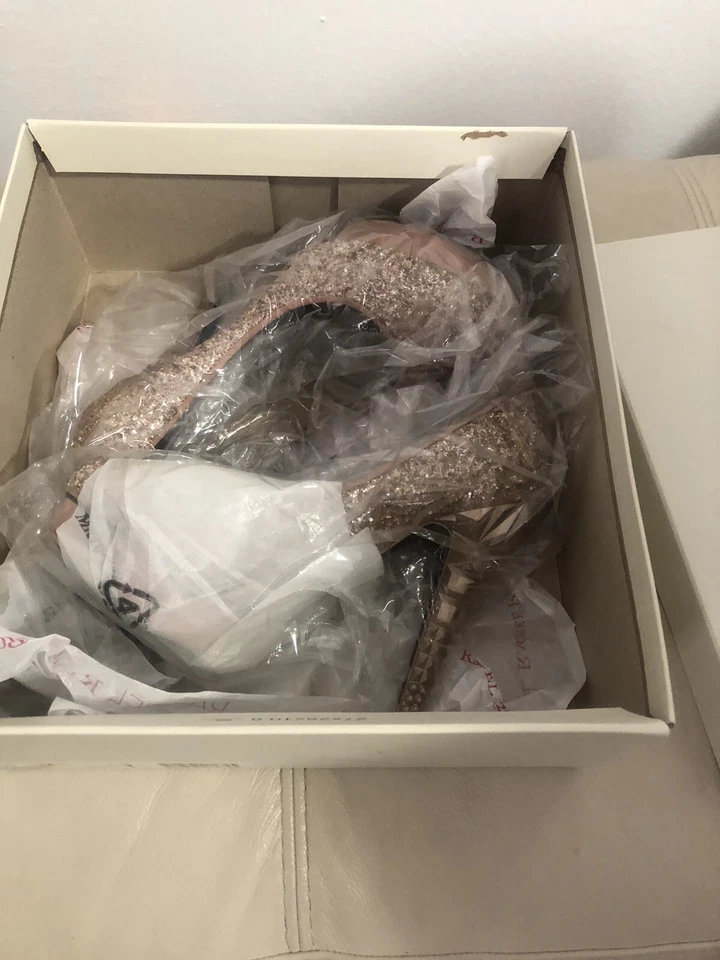 Zapatos de salón Rachel Roy brillantes con plataforma tacones champán/oro rosa talla 5,5 Foto 4 de 4