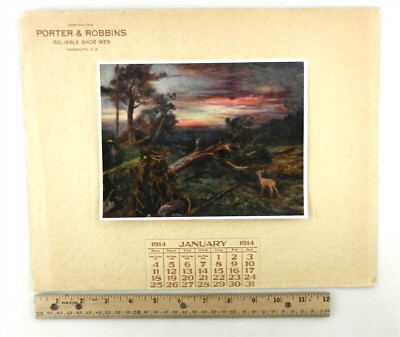 Porter & Robbins Reliable Shoe Men 1914 Advertising CALENDAR Yarmouth N S  T145